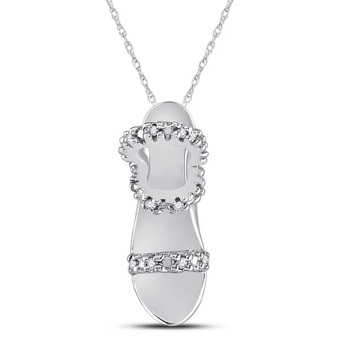 gndatlanta Necklaces 14k White Gold Round Diamond Stiletto Shoe Pendant 120 Cttw