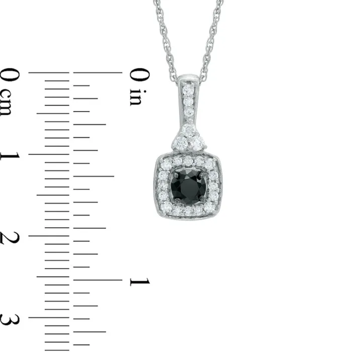 Goldia 05 CT TW Enhanced Black and White Natural Diamond Square Pendant in Sterling Silver Necklaces Goldia 05 CT TW Enhanced Black and White Natural Diamond Square Pendant in Sterling Silver Necklaces