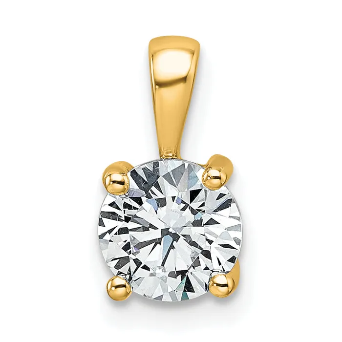 Goldia 14k Yellow Gold 1 Ct Certified Lab Grown Diamond VSSI G Round Four Prong Pendant Necklaces Goldia 14k Yellow Gold 1 Ct Certified Lab Grown Diamond VSSI G Round Four Prong Pendant Necklaces