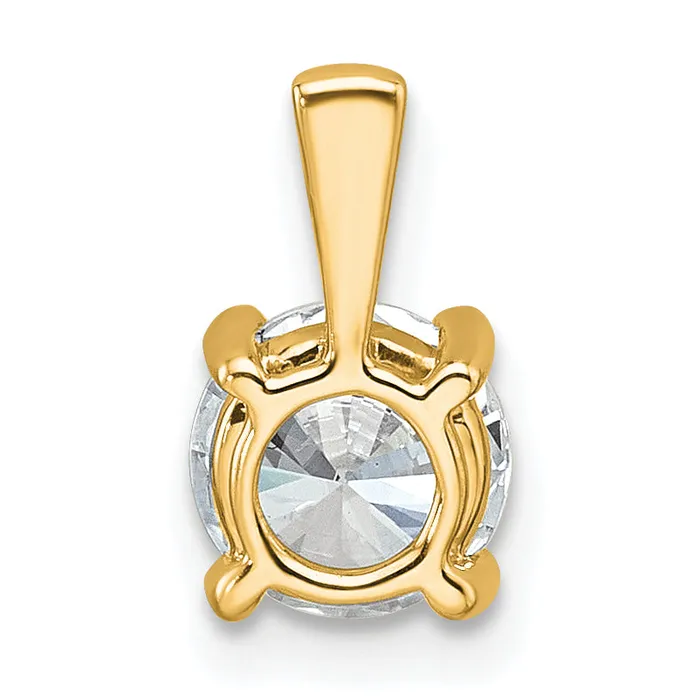 Goldia 14k Yellow Gold 1 Ct Certified Lab Grown Diamond VSSI G Round Four Prong Pendant Necklaces