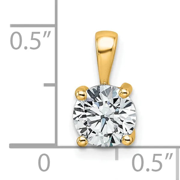 Goldia 14k Yellow Gold 1 Ct Certified Lab Grown Diamond VSSI G Round Four Prong Pendant Necklaces