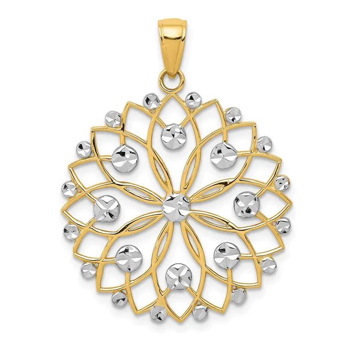 Goldia 14k Yellow Rhodium Gold and White Rhodium Diamondcut Flower Pendant Necklaces Goldia 14k Yellow Rhodium Gold and White Rhodium Diamondcut Flower Pendant Necklaces