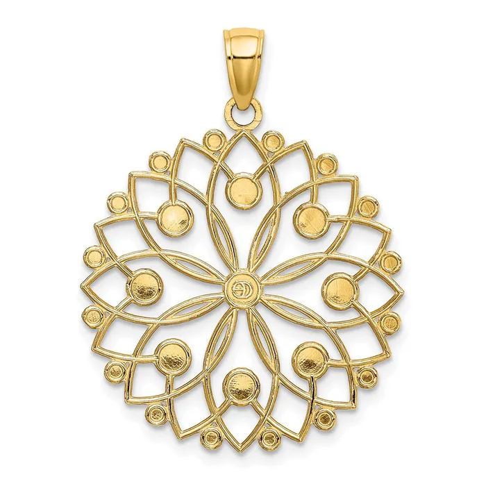 Goldia 14k Yellow Rhodium Gold and White Rhodium Diamondcut Flower Pendant Necklaces