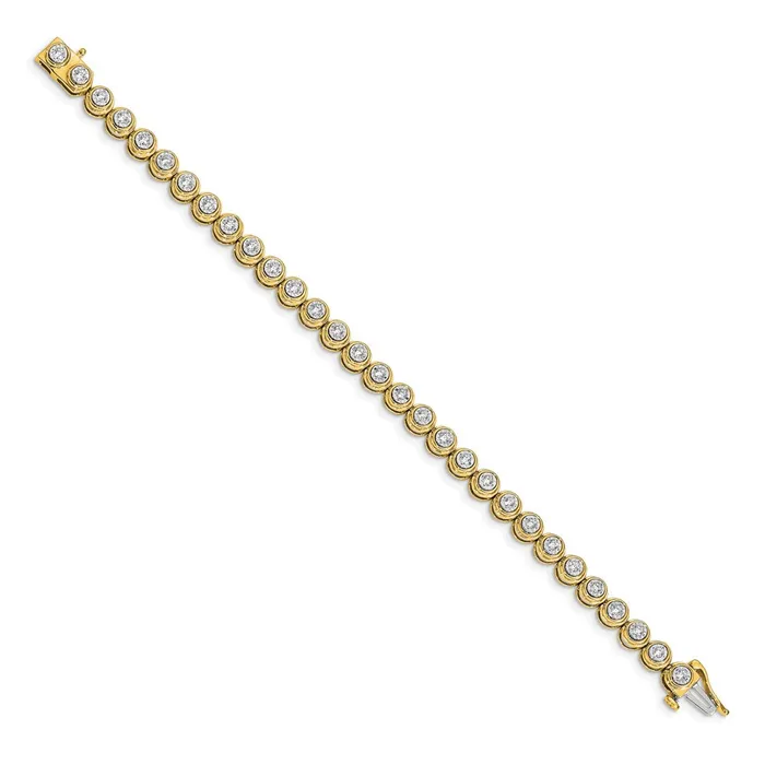 goldiaca 14k Yellow Gold Natural Diamond Circle Link Bracelet Bracelets