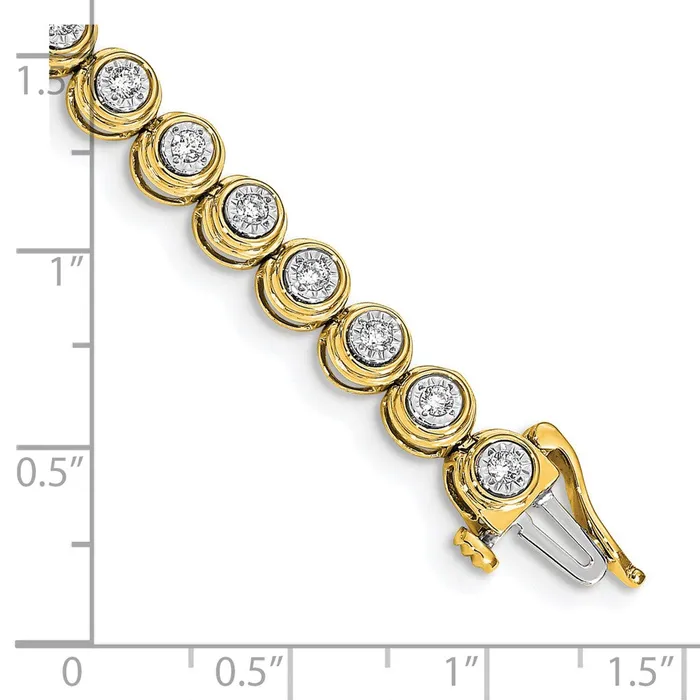 goldiaca 14k Yellow Gold Natural Diamond Circle Link Bracelet Bracelets