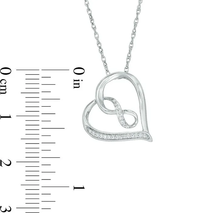 Goldia Necklaces 005 CT TW Natural Diamond Infinity Tilted Heart Pendant in 10K White Gold Goldia Necklaces 005 CT TW Natural Diamond Infinity Tilted Heart Pendant in 10K White Gold