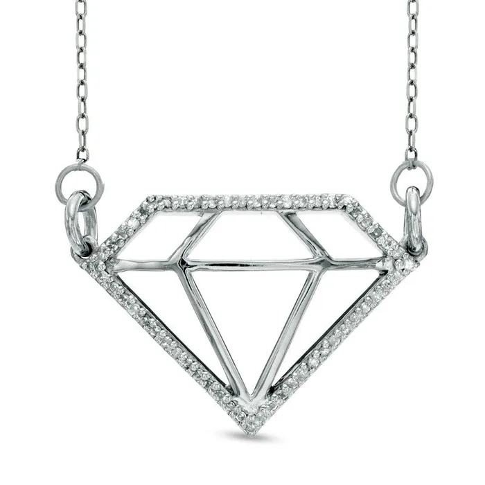 Goldia Necklaces 013 CT TW Natural Diamond Outline Necklace in Sterling Silver Goldia Necklaces 013 CT TW Natural Diamond Outline Necklace in Sterling Silver