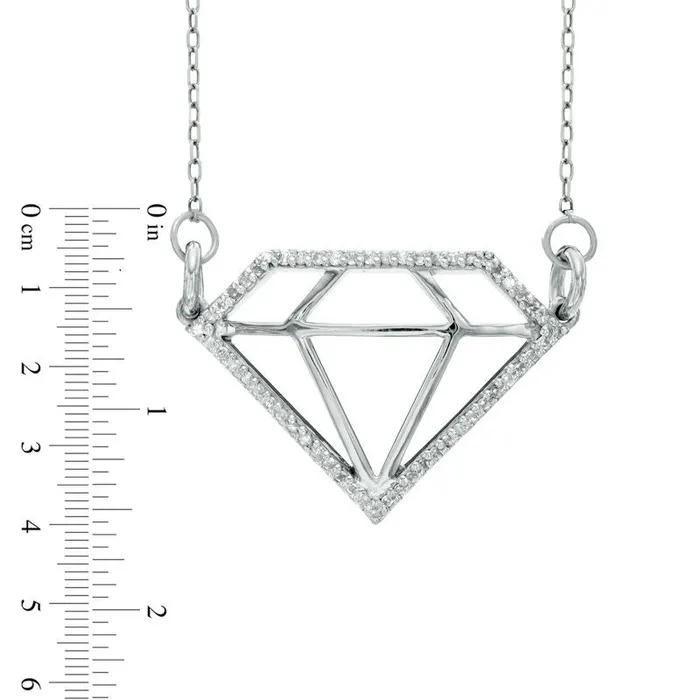 Goldia Necklaces 013 CT TW Natural Diamond Outline Necklace in Sterling Silver Goldia Necklaces 013 CT TW Natural Diamond Outline Necklace in Sterling Silver