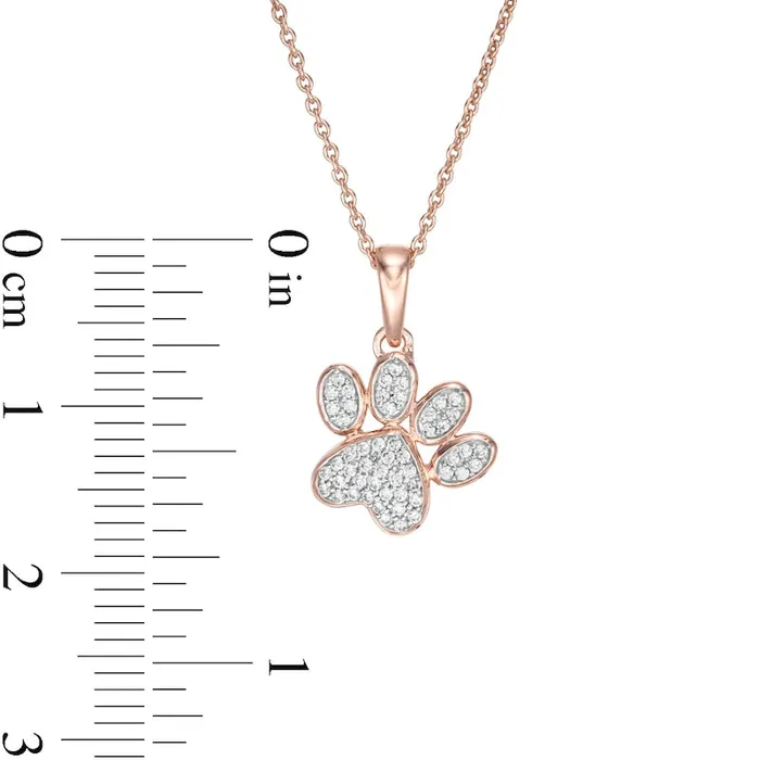 Goldia Necklaces 013 CT TW Natural Diamond Tilted Paw Print Pendant in 10K Rose Gold Goldia Necklaces 013 CT TW Natural Diamond Tilted Paw Print Pendant in 10K Rose Gold