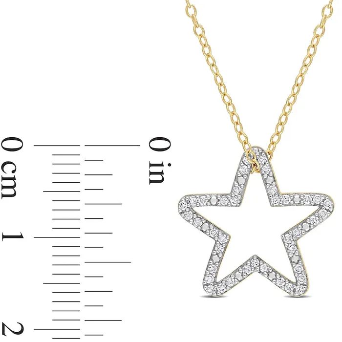 Goldia Necklaces 02 CT TW Natural Diamond Star Outline Pendant in Sterling Silver with Yellow Rhodium Plate Goldia Necklaces 02 CT TW Natural Diamond Star Outline Pendant in Sterling Silver with Yellow Rhodium Plate