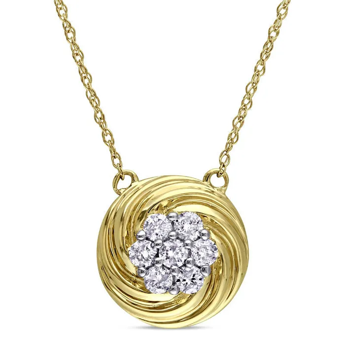 Goldia Necklaces 025 CT TW Composite Natural Diamond Swirl Frame Necklace in 10K Yellow Gold 17 Goldia Necklaces 025 CT TW Composite Natural Diamond Swirl Frame Necklace in 10K Yellow Gold 17