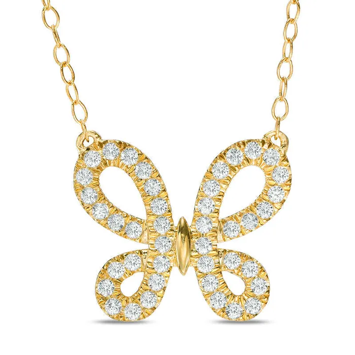Goldia Necklaces 05 CT TW Natural Diamond Butterfly Necklace in 14K Gold Goldia Necklaces 05 CT TW Natural Diamond Butterfly Necklace in 14K Gold