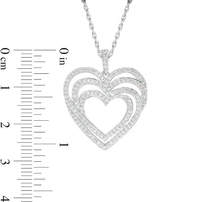 Goldia Necklaces 05 CT TW Natural Diamond Triple Heart Swirl Pendant in Sterling Silver Goldia Necklaces 05 CT TW Natural Diamond Triple Heart Swirl Pendant in Sterling Silver