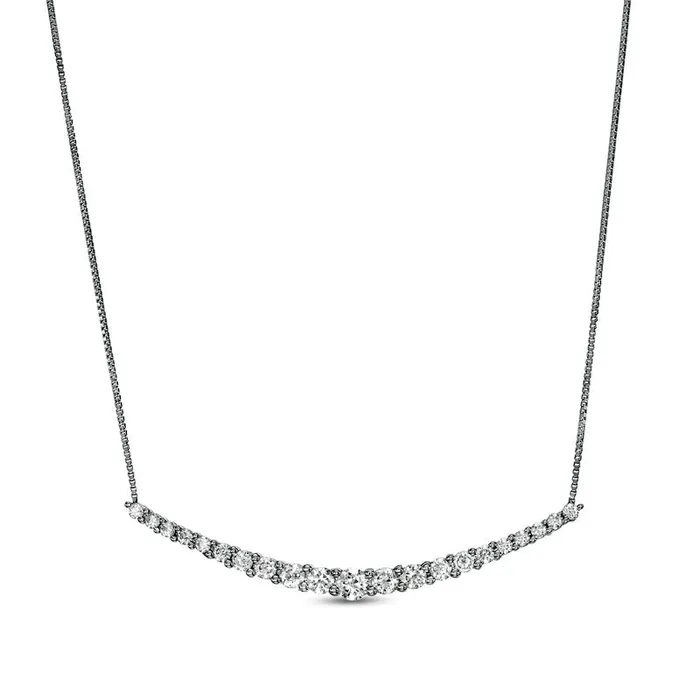 Goldia Necklaces 1 CT TW Certified LabCreated Diamond Graduated Curved Necklace in 14K White Gold FSI2 Goldia Necklaces 1 CT TW Certified LabCreated Diamond Graduated Curved Necklace in 14K White Gold FSI2