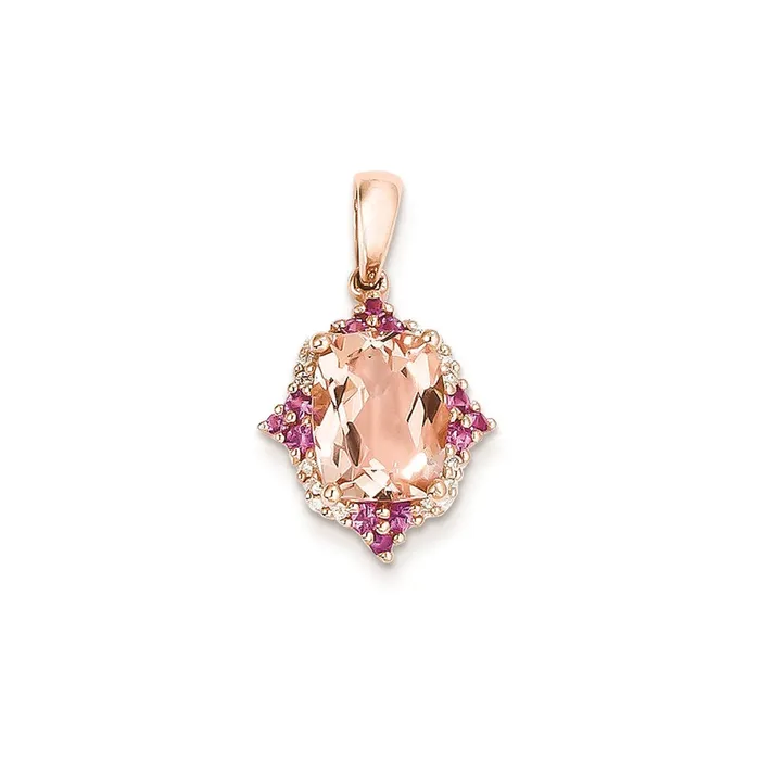 Goldia Necklaces 14k Rose Gold Morganite u0026 Real Diamond Pendant