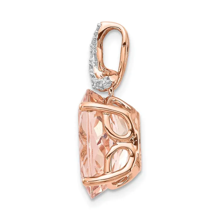 Goldia Necklaces 14k Rose Gold Real Diamond and Morganite Oval Pendant