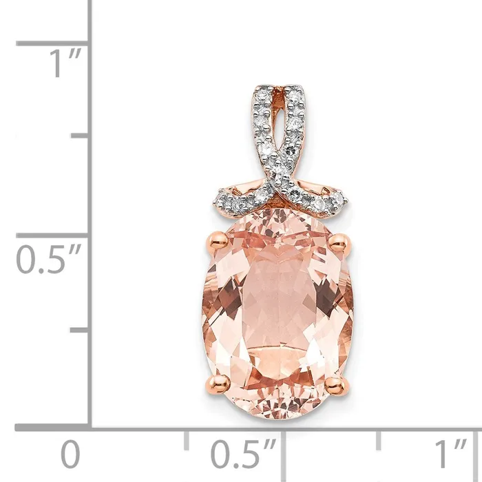 Goldia Necklaces 14k Rose Gold Real Diamond and Morganite Oval Pendant