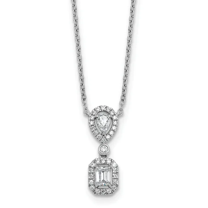 Goldia Necklaces 14k White Gold 12 Ct Lab Grown Diamond VSSI G 18 inch Two Stone Halo Necklace Goldia Necklaces 14k White Gold 12 Ct Lab Grown Diamond VSSI G 18 inch Two Stone Halo Necklace