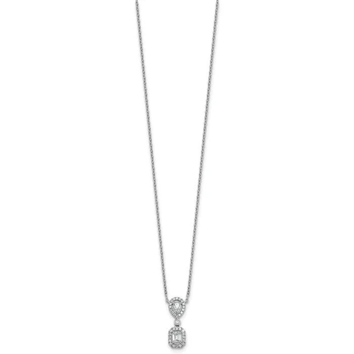 Goldia Necklaces 14k White Gold 12 Ct Lab Grown Diamond VSSI G 18 inch Two Stone Halo Necklace