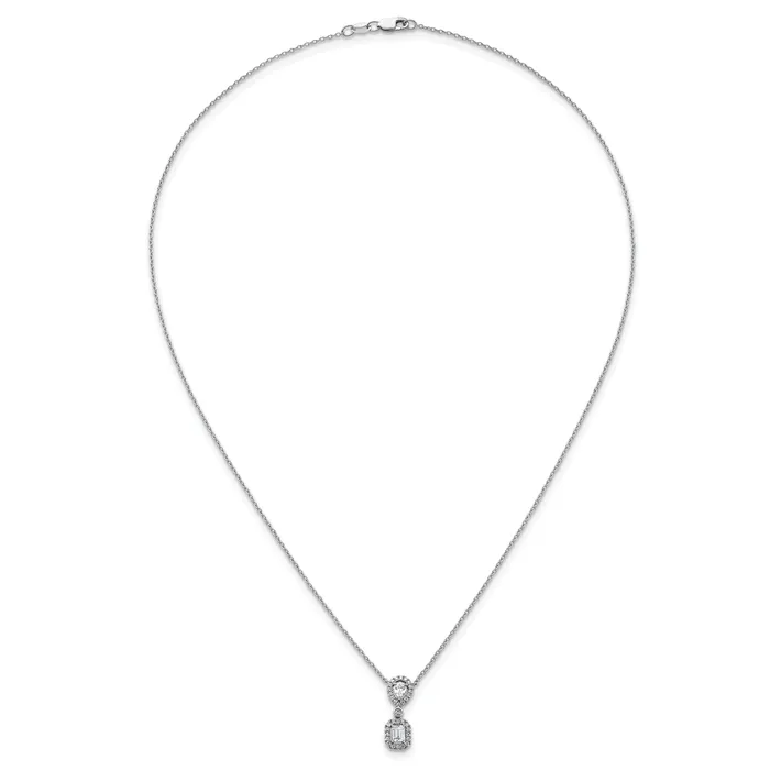 Goldia Necklaces 14k White Gold 12 Ct Lab Grown Diamond VSSI G 18 inch Two Stone Halo Necklace