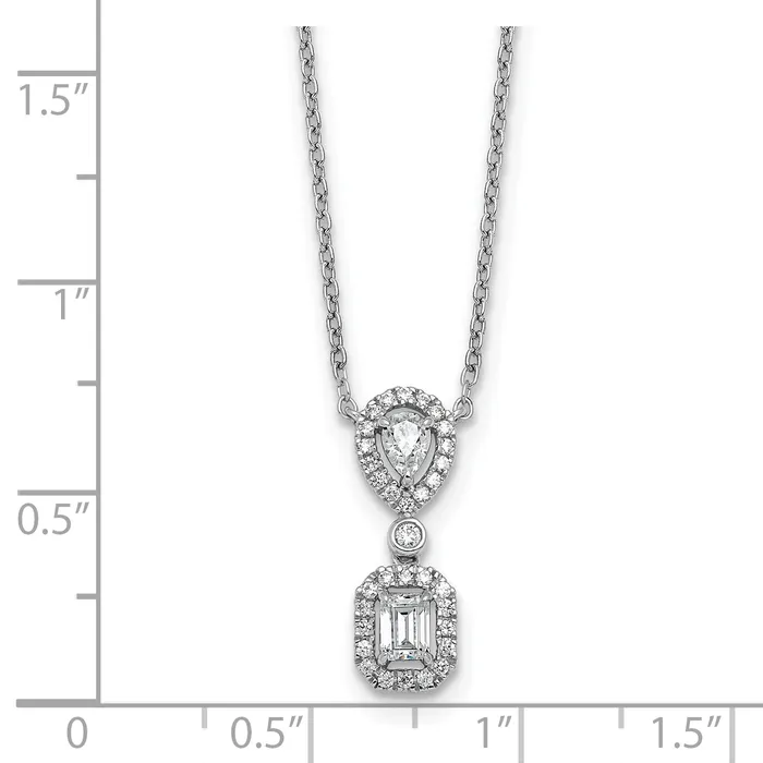 Goldia Necklaces 14k White Gold 12 Ct Lab Grown Diamond VSSI G 18 inch Two Stone Halo Necklace