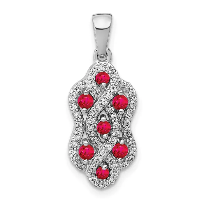 Goldia Necklaces 14k White Gold 14ct Real Diamond and 32 Ruby Fancy Twist Pendant Goldia Necklaces 14k White Gold 14ct Real Diamond and 32 Ruby Fancy Twist Pendant