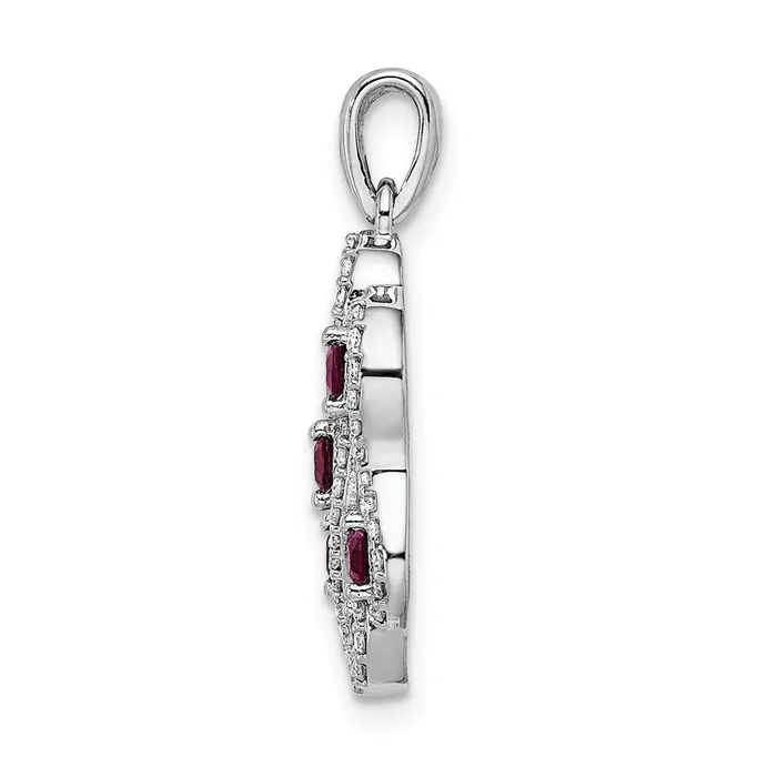 Goldia Necklaces 14k White Gold 14ct Real Diamond and 32 Ruby Fancy Twist Pendant
