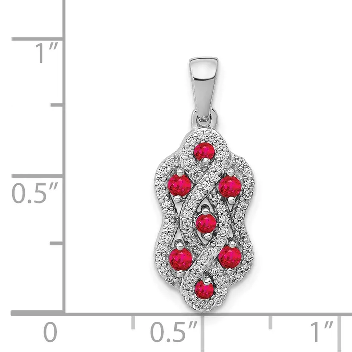 Goldia Necklaces 14k White Gold 14ct Real Diamond and 32 Ruby Fancy Twist Pendant