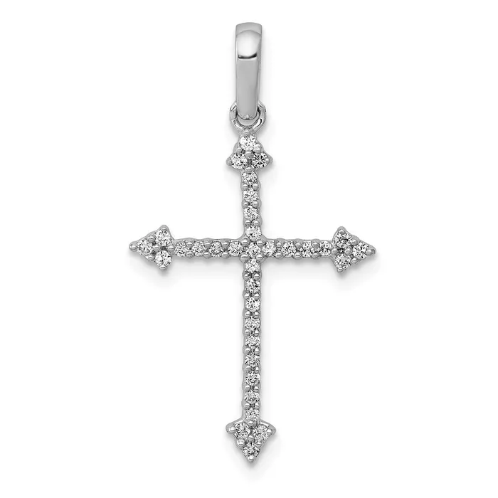 Goldia Necklaces 14k White Gold 15ct Real Diamond Cross Pendant