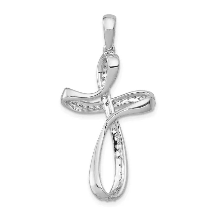 Goldia Necklaces 14k White Gold 15ct Real Diamond Cross Pendant