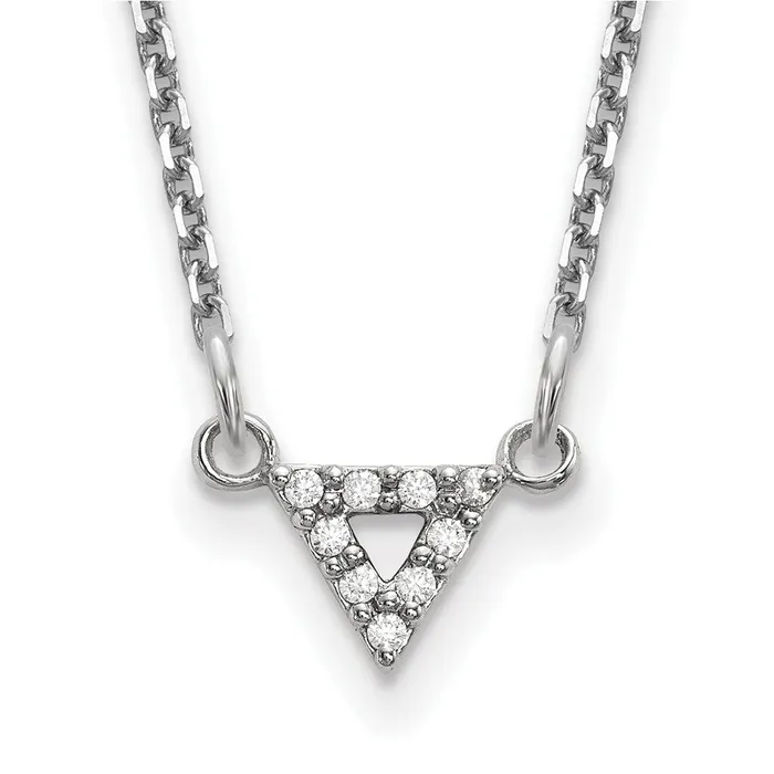 Goldia Necklaces 14k White Gold A Quality Real Diamond 6mm Triangle Necklace Goldia Necklaces 14k White Gold A Quality Real Diamond 6mm Triangle Necklace