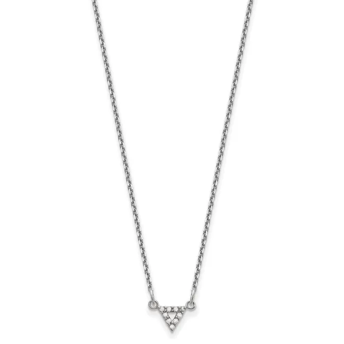 Goldia Necklaces 14k White Gold A Quality Real Diamond 6mm Triangle Necklace
