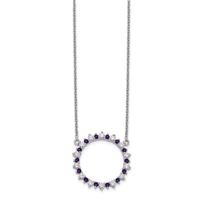 Goldia Necklaces 14k White Gold Real Diamond u0026 Amethyst Fancy Circle Necklace
