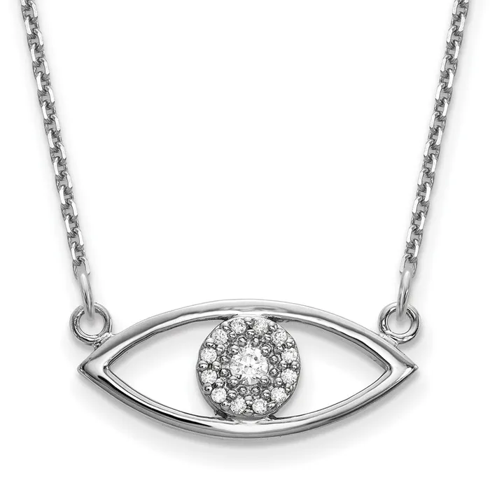 Goldia Necklaces 14k White Gold Small Real Diamond Evil Eye Necklace