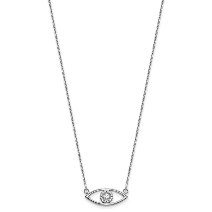 Goldia Necklaces 14k White Gold Small Real Diamond Evil Eye Necklace