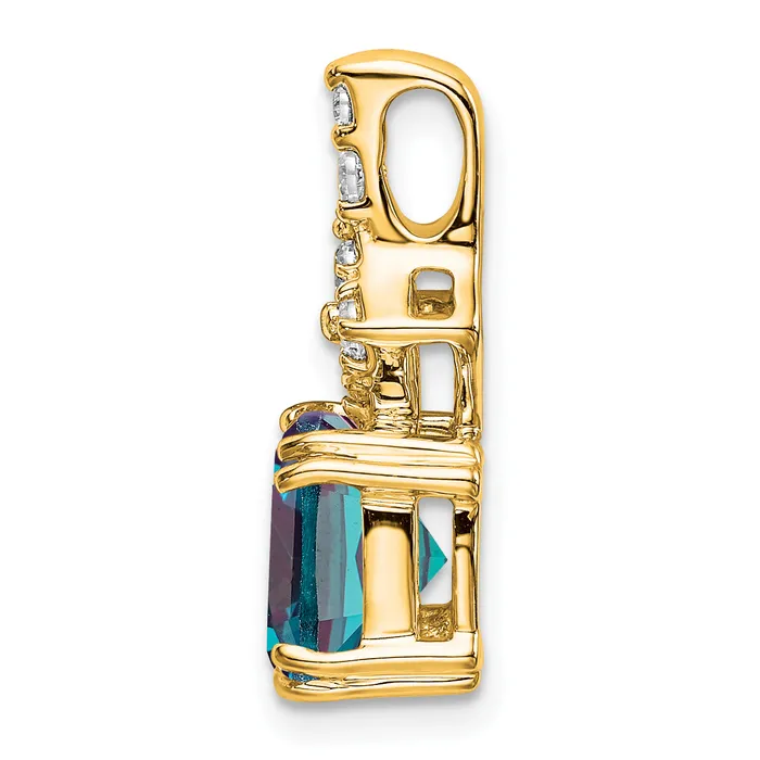 Goldia Necklaces 14k Yellow Gold 15 Ct Lab Grown Diamond VSSI G and Lab Created Alexandrite Pendant