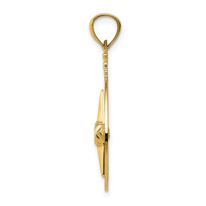 Goldia Necklaces 14k Yellow Gold Diamondcut Polished Compass Pendant