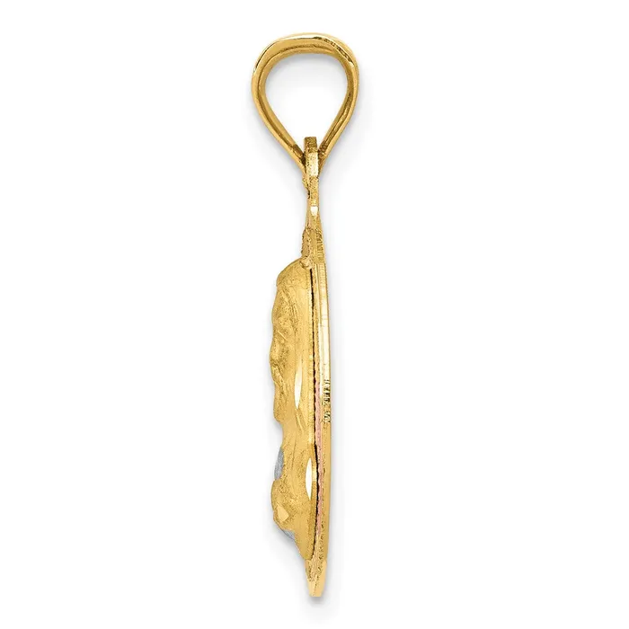 Goldia Necklaces 14k Yellow Rhodium Gold wRose and White Rhodium DC Sagrado Corazon Pendant