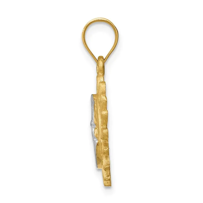 Goldia Necklaces 14k Yellow Rhodium Gold White Rhodium Brushed Sun and Moon Pendant