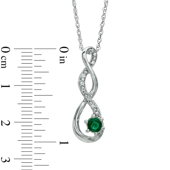 Goldia Necklaces 45mm LabCreated Emerald and Diamond Accent Twist Pendant in Sterling Silver Goldia Necklaces 45mm LabCreated Emerald and Diamond Accent Twist Pendant in Sterling Silver