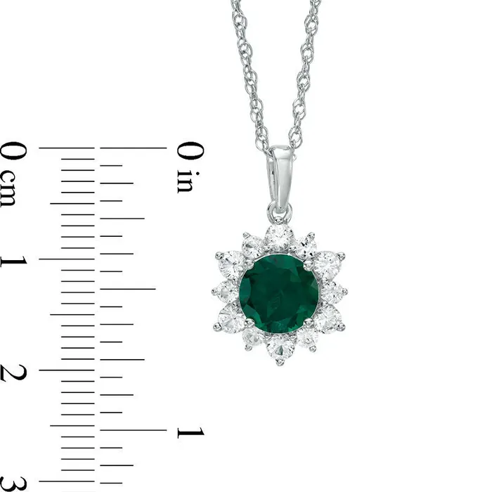 Goldia Necklaces 70mm LabCreated Emerald and White Sapphire Sunburst Pendant in Sterling Silver Goldia Necklaces 70mm LabCreated Emerald and White Sapphire Sunburst Pendant in Sterling Silver
