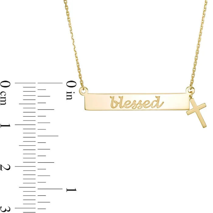 Goldia Necklaces blessed Horizontal Bar and Cross Charm Necklace in 14K Gold Goldia Necklaces blessed Horizontal Bar and Cross Charm Necklace in 14K Gold