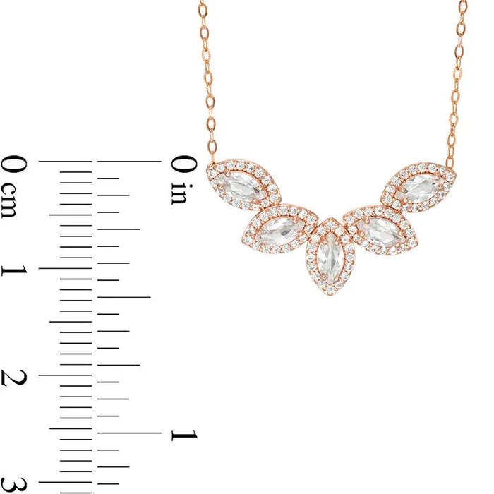 Goldia Necklaces Marquise LabCreated White Sapphire Five Stone Frame Necklace in 10K Rose Gold 165 Goldia Necklaces Marquise LabCreated White Sapphire Five Stone Frame Necklace in 10K Rose Gold 165