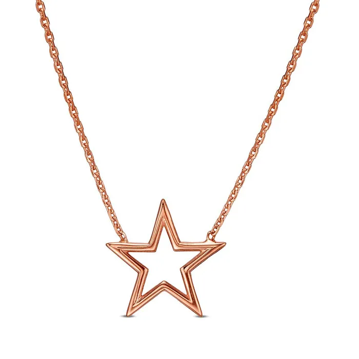 Goldia Necklaces Mini Star Outline Necklace in 14K Rose Gold