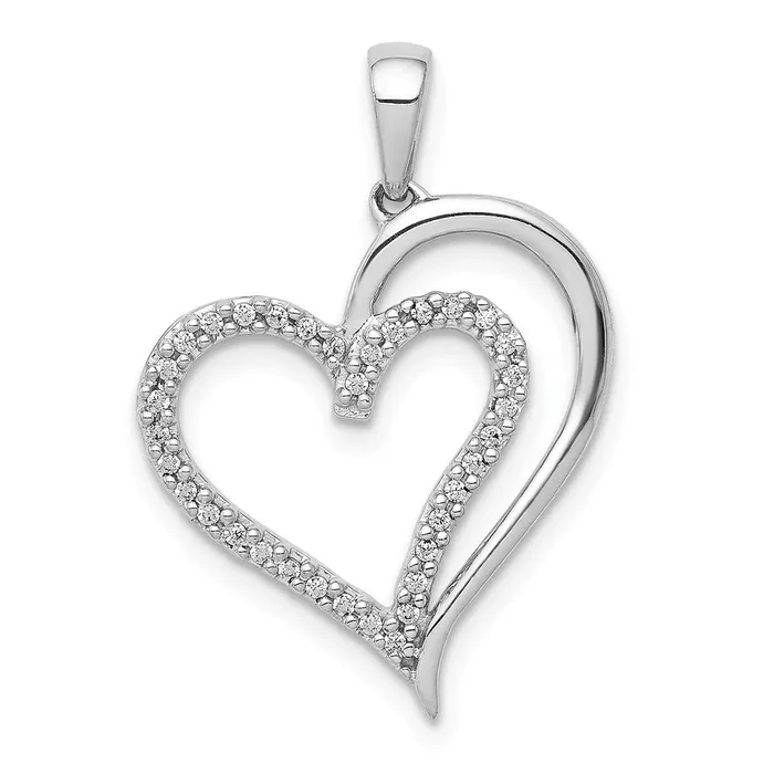 Goldia Necklaces Solid 14k White Gold 110ct Simulated CZ Heart Pendant