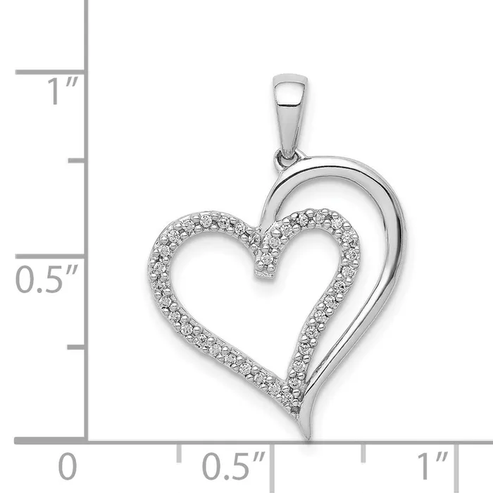 Goldia Necklaces Solid 14k White Gold 110ct Simulated CZ Heart Pendant