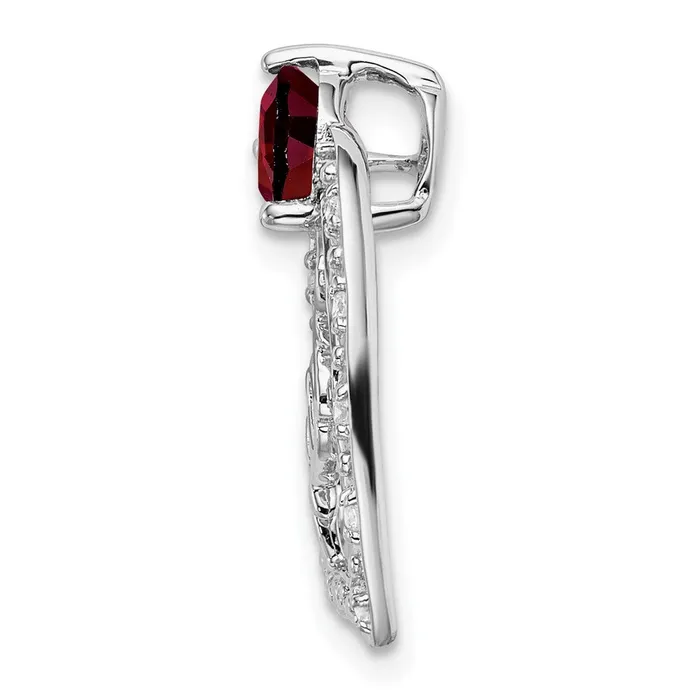Goldia Necklaces Solid 14k White Gold Simulated Garnet and CZ MOM Heart Pendant Goldia Necklaces Solid 14k White Gold Simulated Garnet and CZ MOM Heart Pendant