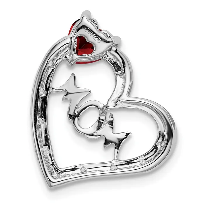 Goldia Necklaces Solid 14k White Gold Simulated Garnet and CZ MOM Heart Pendant Goldia Necklaces Solid 14k White Gold Simulated Garnet and CZ MOM Heart Pendant