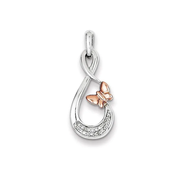 Goldia Necklaces Sterling Silver Rhodium Plated 14k Rose Gold Butterfly Diamond Pendant Goldia Necklaces Sterling Silver Rhodium Plated 14k Rose Gold Butterfly Diamond Pendant