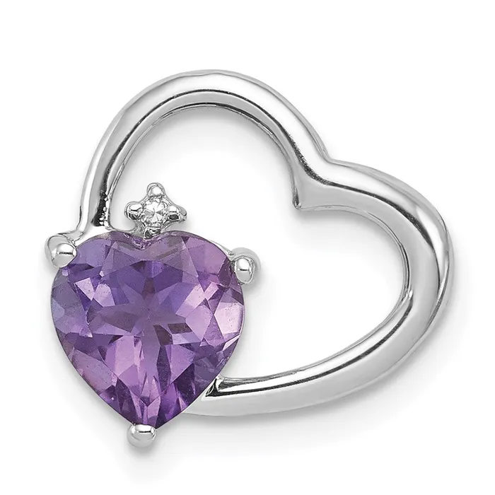 Goldia Necklaces Sterling Silver Rhodium Plated Diamond and Amethyst Heart Chain Slide Goldia Necklaces Sterling Silver Rhodium Plated Diamond and Amethyst Heart Chain Slide